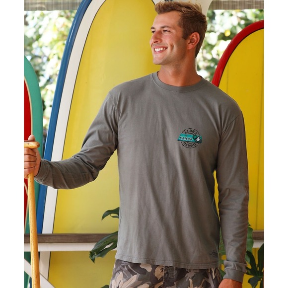 Crazy Shirts Long Sleeve T Shirt Men's Size L Aloha Hawaii Graphic Print Gray - Picture 2 of 11